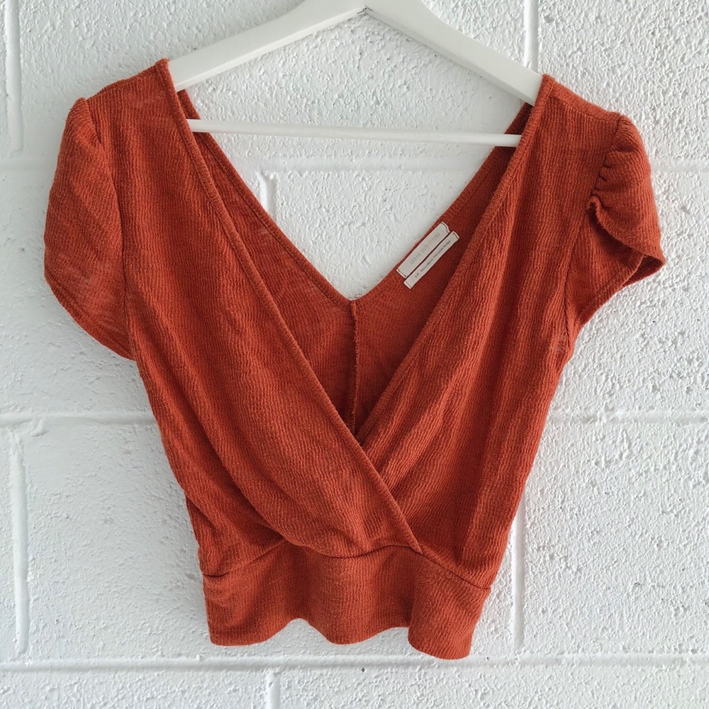 Urban Outfitters Burnt Orange Crossed Top